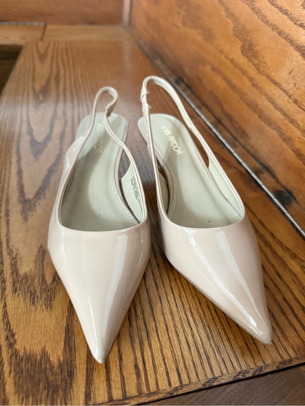 Pointed Toe Slingback Pumps in Nude Patent - Anne Klein